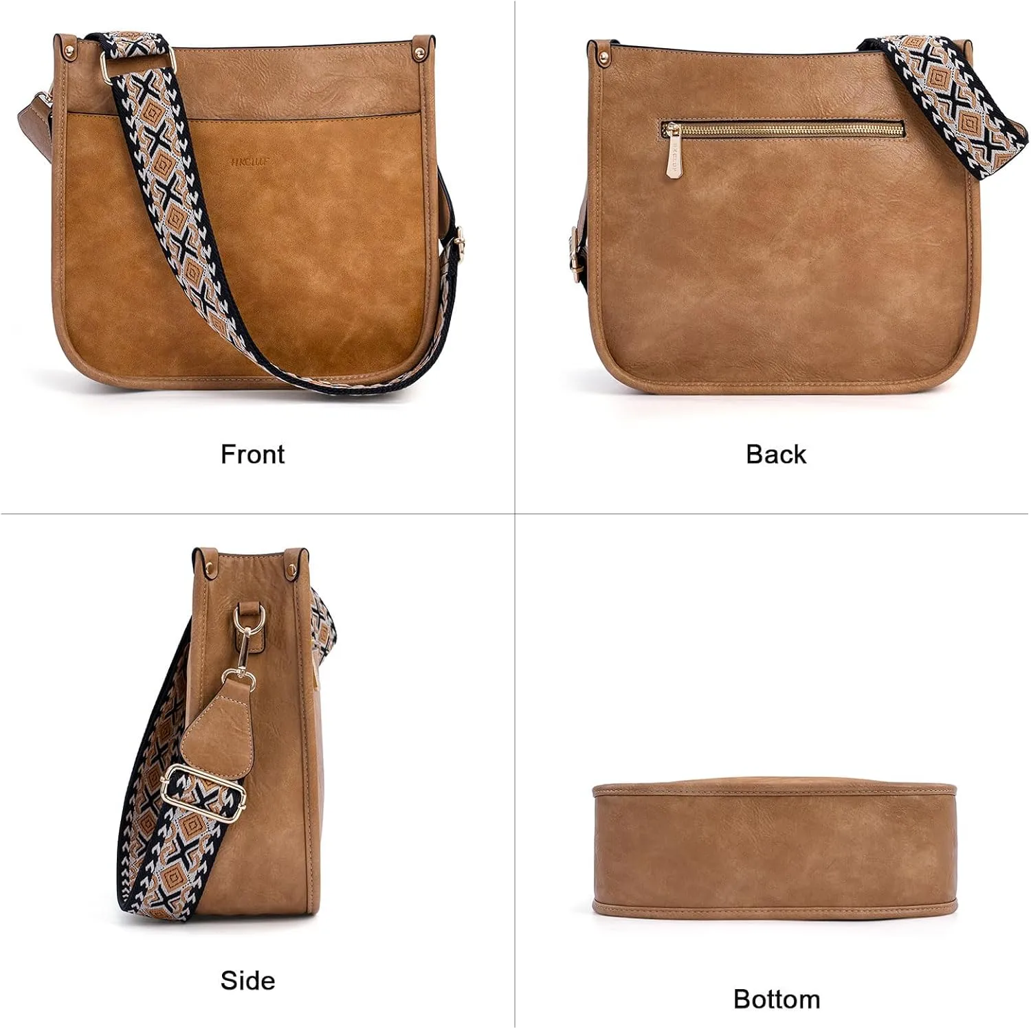 HKCLUF Crossbody Bags for Women Trendy Vegan Leather Hobo Handbags With 2PCS Adjustable Guitar Strap Shoulder Bucket Bags