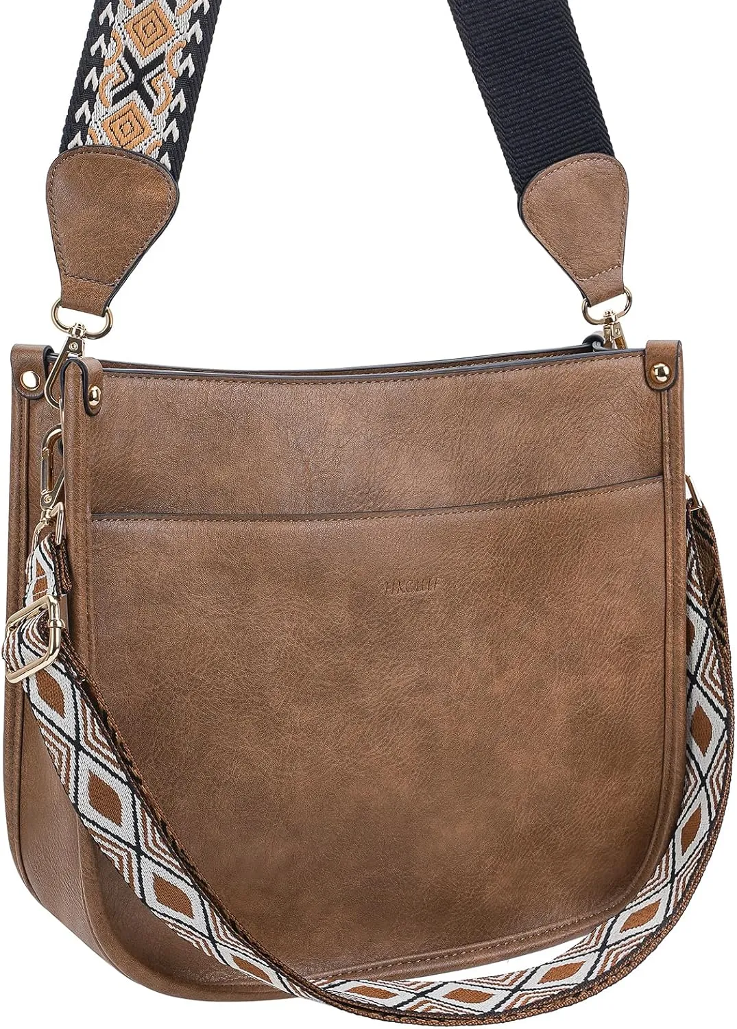 HKCLUF Crossbody Bags for Women Trendy Vegan Leather Hobo Handbags With 2PCS Adjustable Guitar Strap Shoulder Bucket Bags