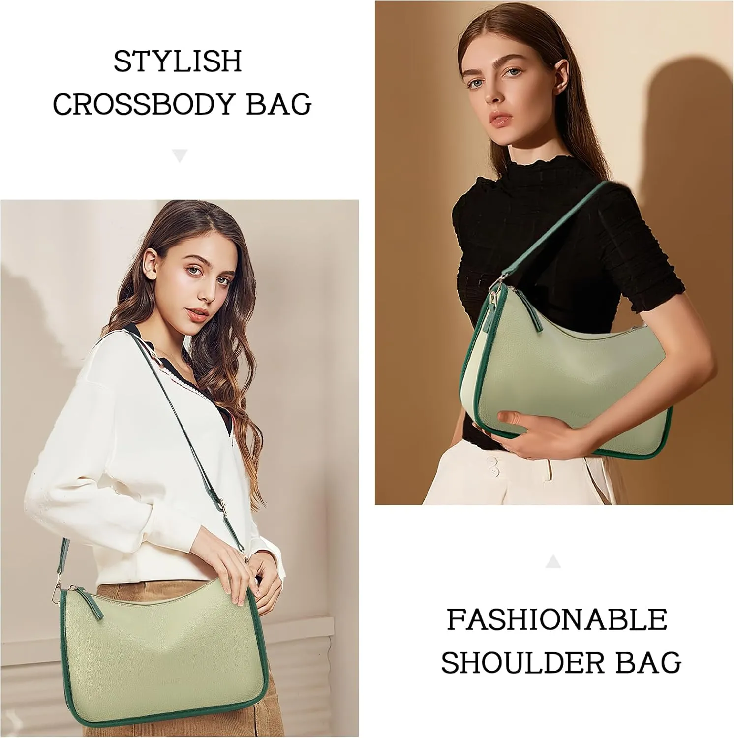 HKCLUF Crossbody Bags Purses for Women Trendy,Vegan Leather Medium Crossbody Purse,Shoulder Bag with 2PCS Adjustable Strap