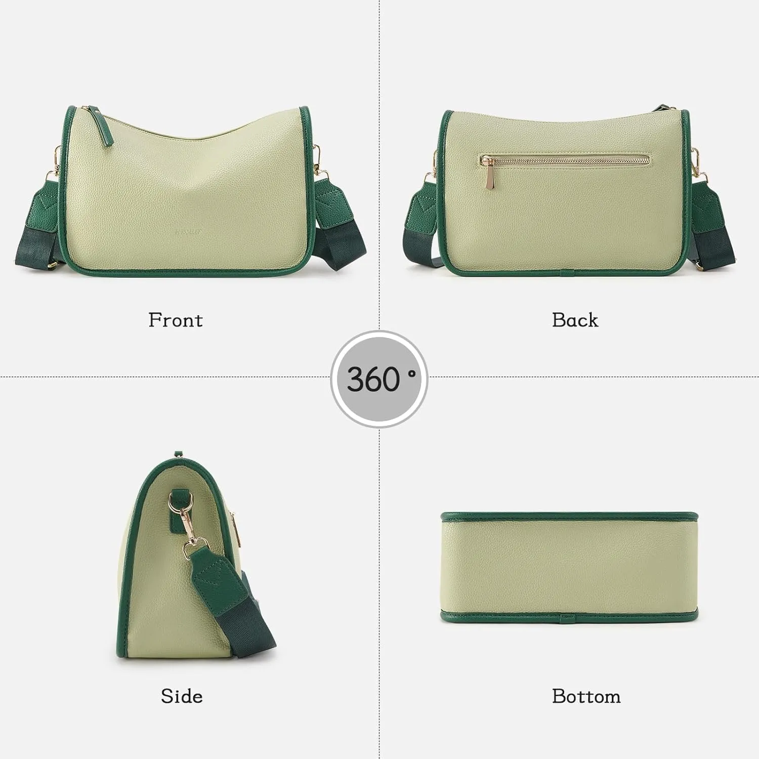 HKCLUF Crossbody Bags Purses for Women Trendy,Vegan Leather Medium Crossbody Purse,Shoulder Bag with 2PCS Adjustable Strap