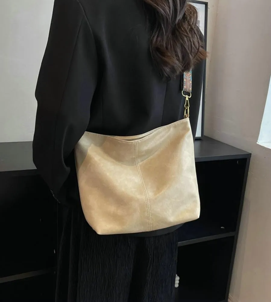 Hobo Bag for Women Crossbody Handbags Large Designer Ladies Bucket Purse PU Leather Shoulder Bags with Wide Shoulder Strap