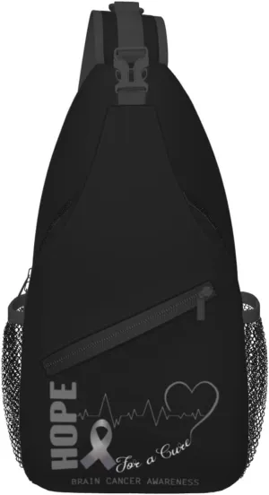 Hope For A Cure Brain Cancer Awareness Crossbody Bags For Women Men Chest Backpack Gym Shoulder Bag Travel Outdoor Sports Casual Crossbody Bags
