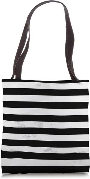 Horizontal Black And White Stripes Tote Bag