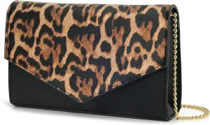 HOXIS Minimalist Evening Envelope Clutch Chain Shoulder Bag Women Faux Leather Suede Purse