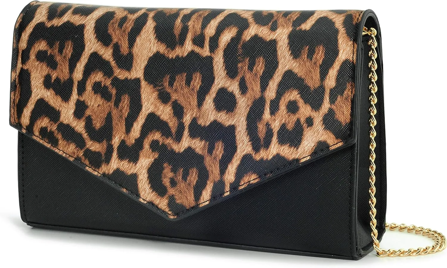 HOXIS Minimalist Evening Envelope Clutch Chain Shoulder Bag Women Faux Leather Suede Purse