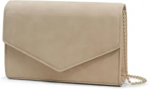 HOXIS Minimalist Evening Envelope Clutch Chain Shoulder Bag Women Faux Leather Suede Purse