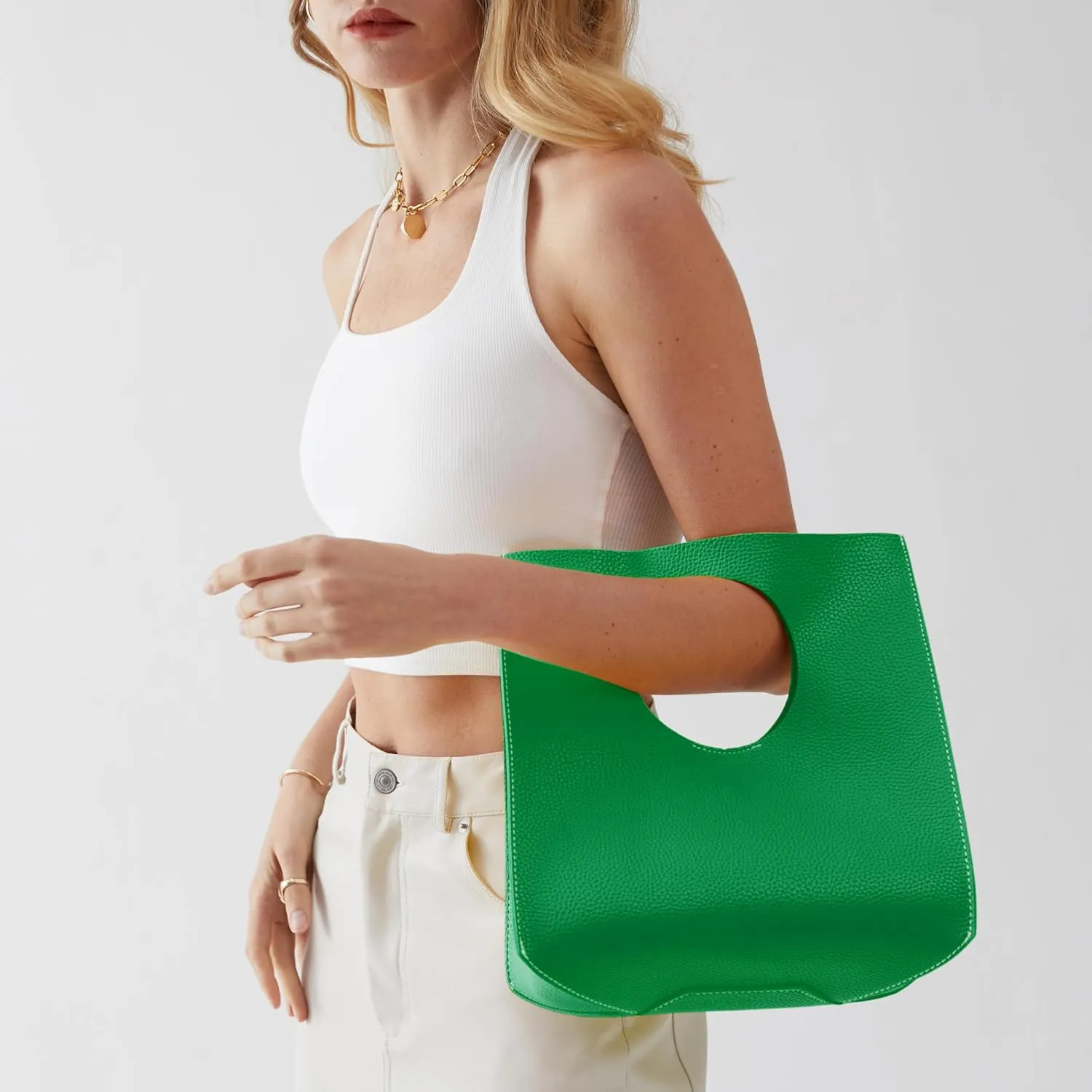 HOXIS Vintage Minimalist Style Soft Pu Leather Handbag Clutch Small Tote