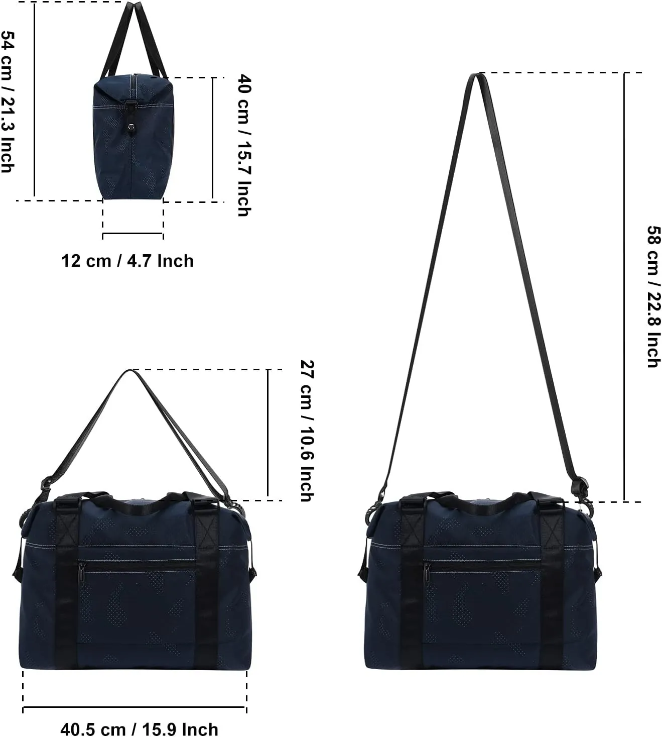 HUA ANGEL Travel Duffel Bag - Medium Size Weekend Overnight Tote Bag for Gym, Sports, Workout - Unisex Fitness Bag with Strap