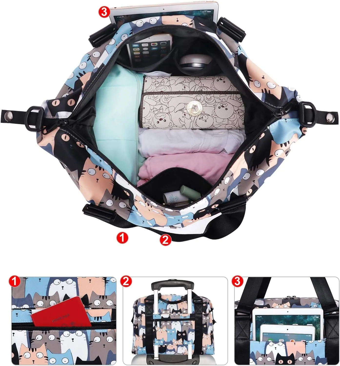 HUA ANGEL Travel Duffel Bag - Medium Size Weekend Overnight Tote Bag for Gym, Sports, Workout - Unisex Fitness Bag with Strap