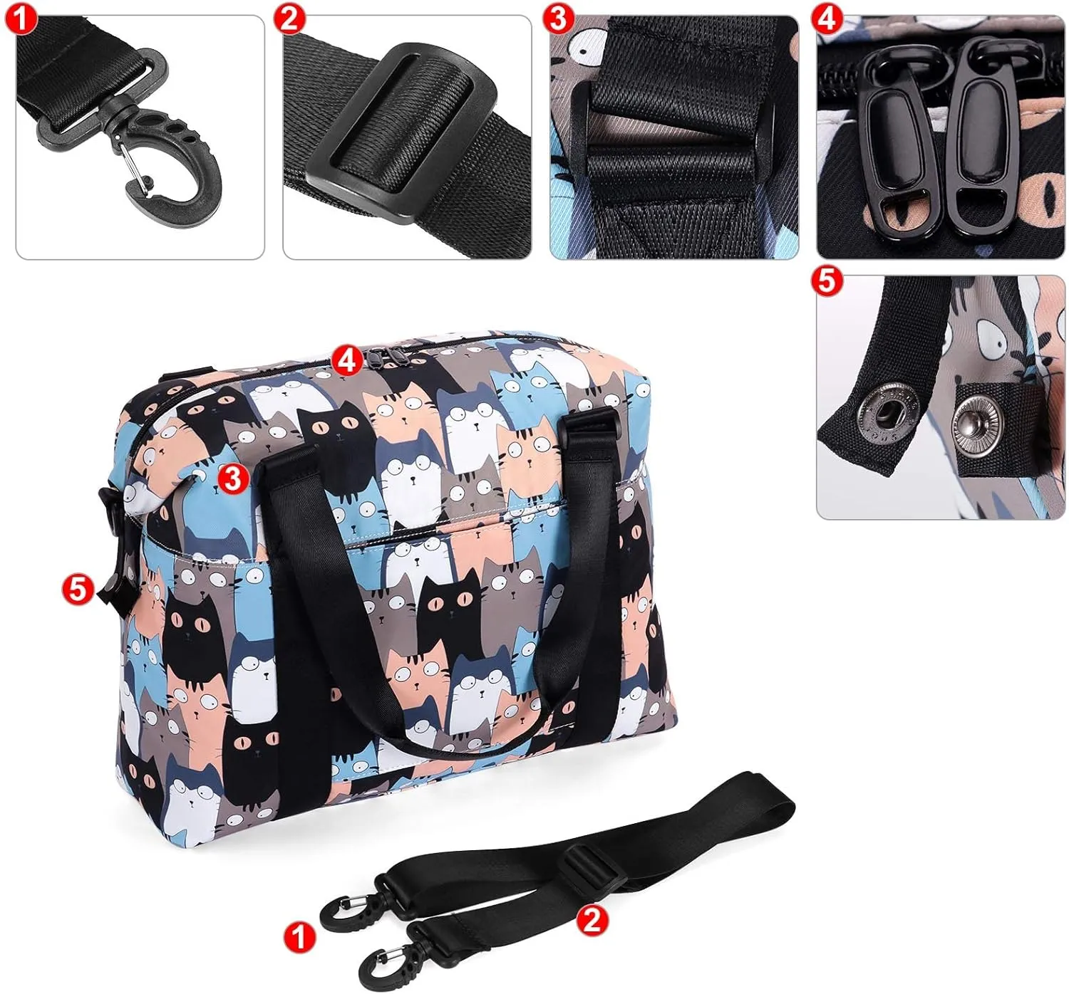 HUA ANGEL Travel Duffel Bag - Medium Size Weekend Overnight Tote Bag for Gym, Sports, Workout - Unisex Fitness Bag with Strap