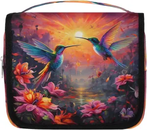 Hummingbird Flower Hanging Toiletry Bag for Women Travel Makeup Bag Cosmetic Organizer Travel Toiletries Bag for Men