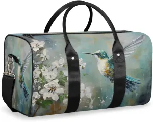 Hummingbird Vintage Travel Duffle Bag, Sports Gym Bags for Women Men, Carry On Weekender Overnight Workout Airplane Trips Bag