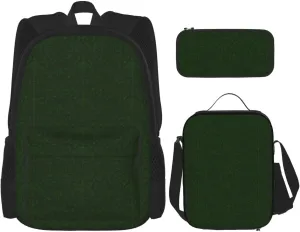 Hunter Green Floral Petals Pattern Print Versatile Adjustable Shoulder Fashion Backpack Lunch Bag Pencil Case Large Capacity