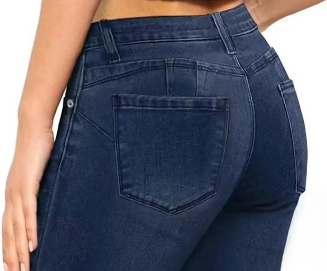 Hybrid & Company Women's Slim Fit Super Stretch Denim Capri Shorts
