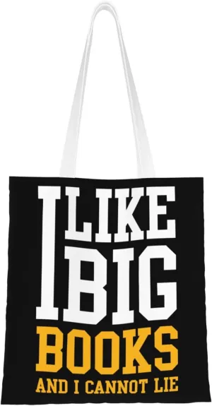I Like Big Books And I Cannot Lie Tote Bag for Women Canvas Shopping Bags Reusable Large Capacity Casual Shoulder Handbags Grocery Bags DIY Gift Bags