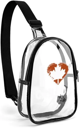 I Love Canada, Canada Day Clear Sling Bag Stadium Crossbody Bags Purses for Women Men with Adjustable Strap