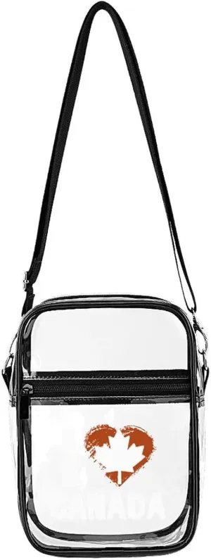 I Love Canada, Canada Day Clear Stadium Crossbody Bags Adjustable Strap Shoulder Purse for Women and Men