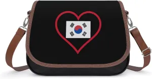 I Love South_Korea Crossbody Bag Anti-Theft Side Shoulder Bags Adjustable Leather Messenger Bag Unisex