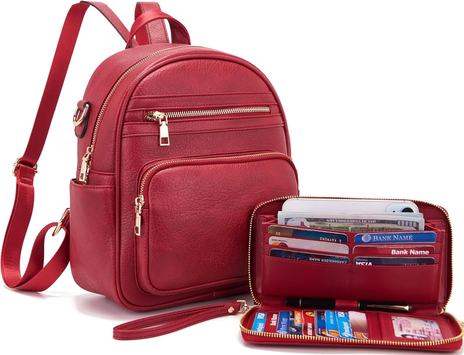 Idesort Small Backpack Purse for Women Girls Cute Backpacks Purse set with Wallet Convertible Shoulder bag