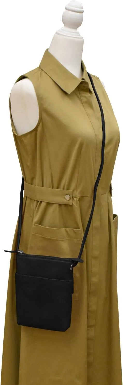 ili New York Leather Mini Sac Crossbody - Genuine Leather Crossbody Bags for Women with RFID Blocking, Adjustable Strap
