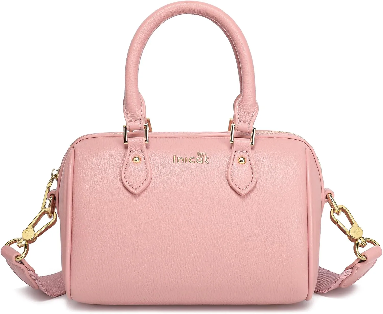 INICAT Mini Purse Small Satchel Top-Handle Handbag Boston Barrel Travel Bags for Women with Detachable Crossbody Strap