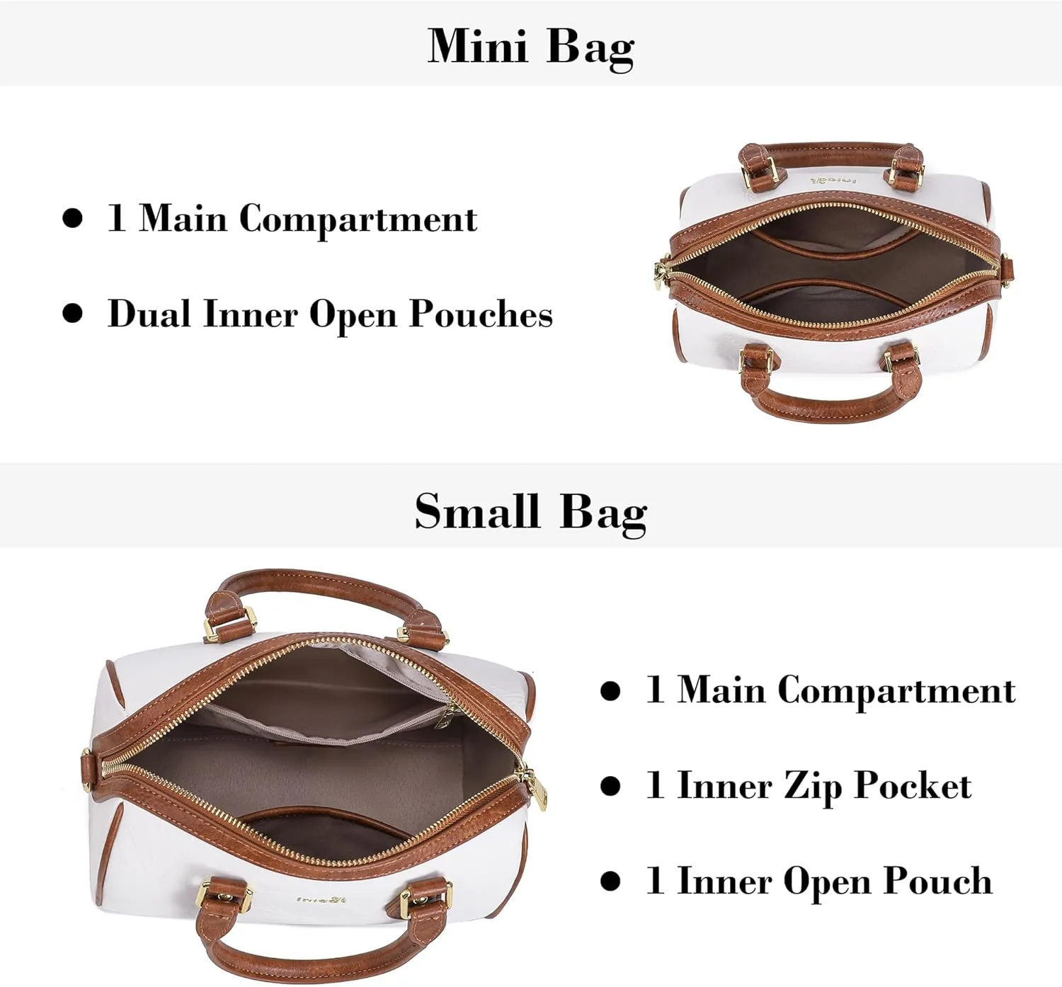 INICAT Mini Purse Small Satchel Top-Handle Handbag Boston Barrel Travel Bags for Women with Detachable Crossbody Strap