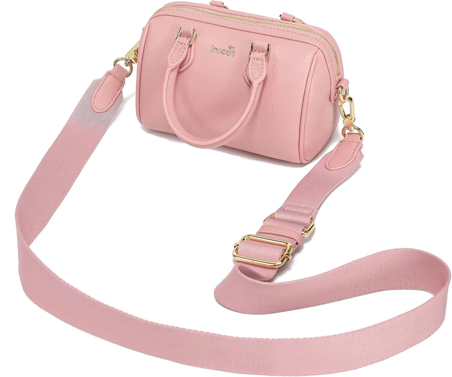 INICAT Mini Purse Small Satchel Top-Handle Handbag Boston Barrel Travel Bags for Women with Detachable Crossbody Strap