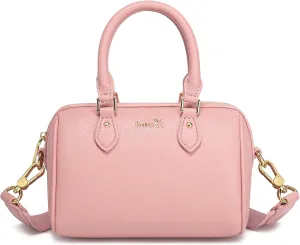 INICAT Mini Purse Small Satchel Top-Handle Handbag Boston Barrel Travel Bags for Women with Detachable Crossbody Strap
