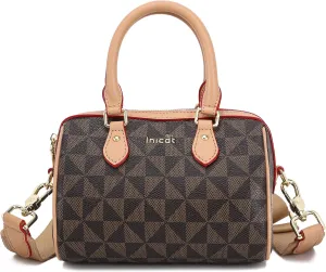 INICAT Mini Purse Small Satchel Top-Handle Handbag Boston Barrel Travel Bags for Women with Detachable Crossbody Strap