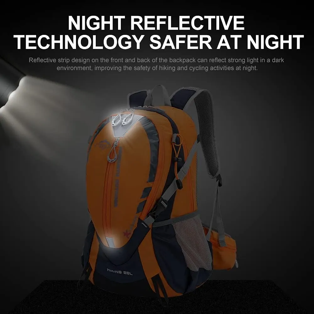 INOXTO Small Hiking Backpack with 2L Water Bladder and Rain Cover, 25L Hydration Backpack Hiking Daypack (Orange blue)