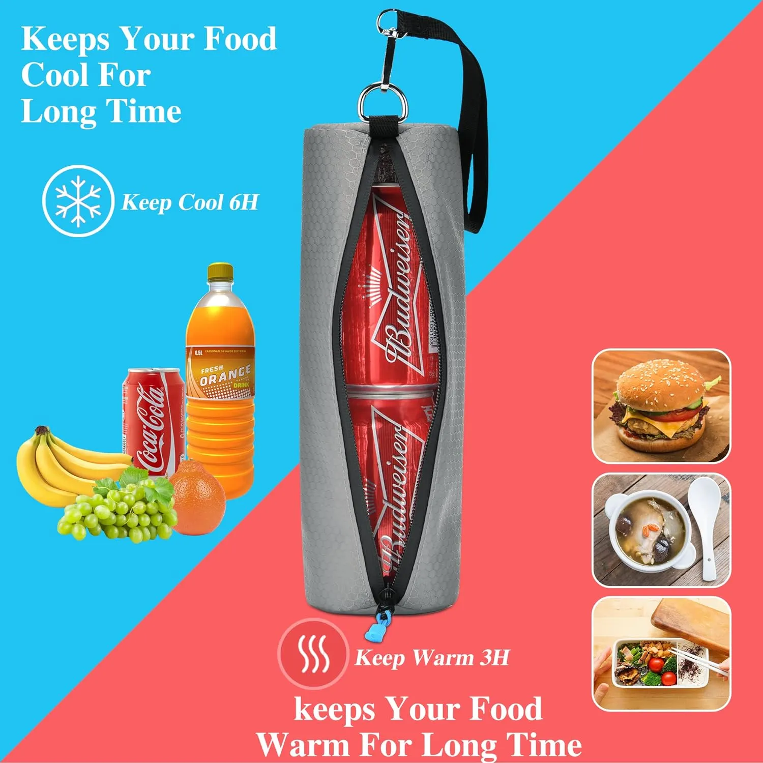 Insulated Golf Cooler Bag, Portable Camping Cooler Case, Unisex Soft Waterproof Beer Sleeve for Drinks/Bottled Water/Umbrella, for Daily Work/Travel/Hiking