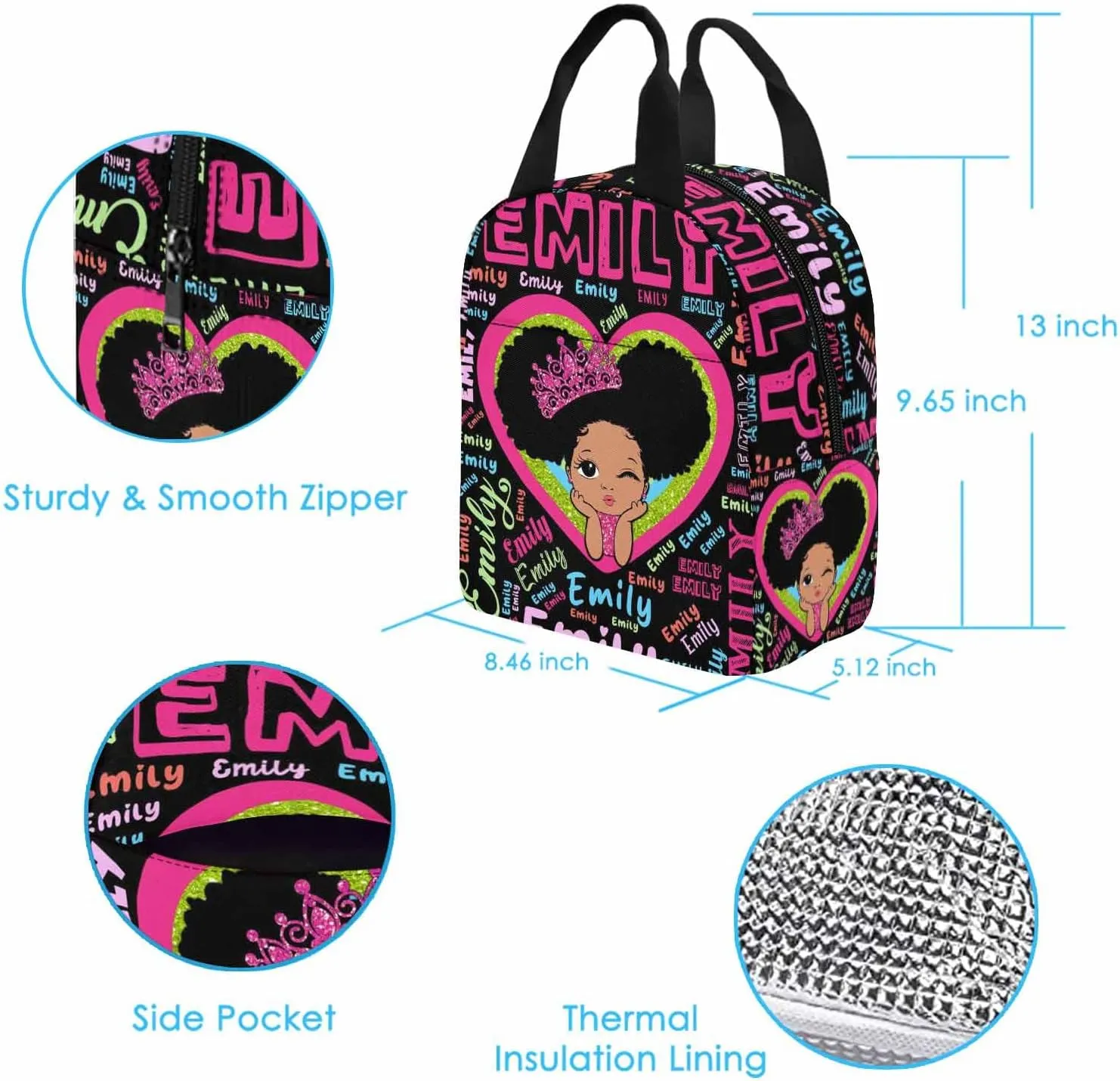 InterestPrint Custom Kids Backpack for Girls Sparkle Children Casual Daypack Backpacks with Lunch Bag Personalized with Kid's Name Preschool School Bag, Children Travel Bookbag for School Season