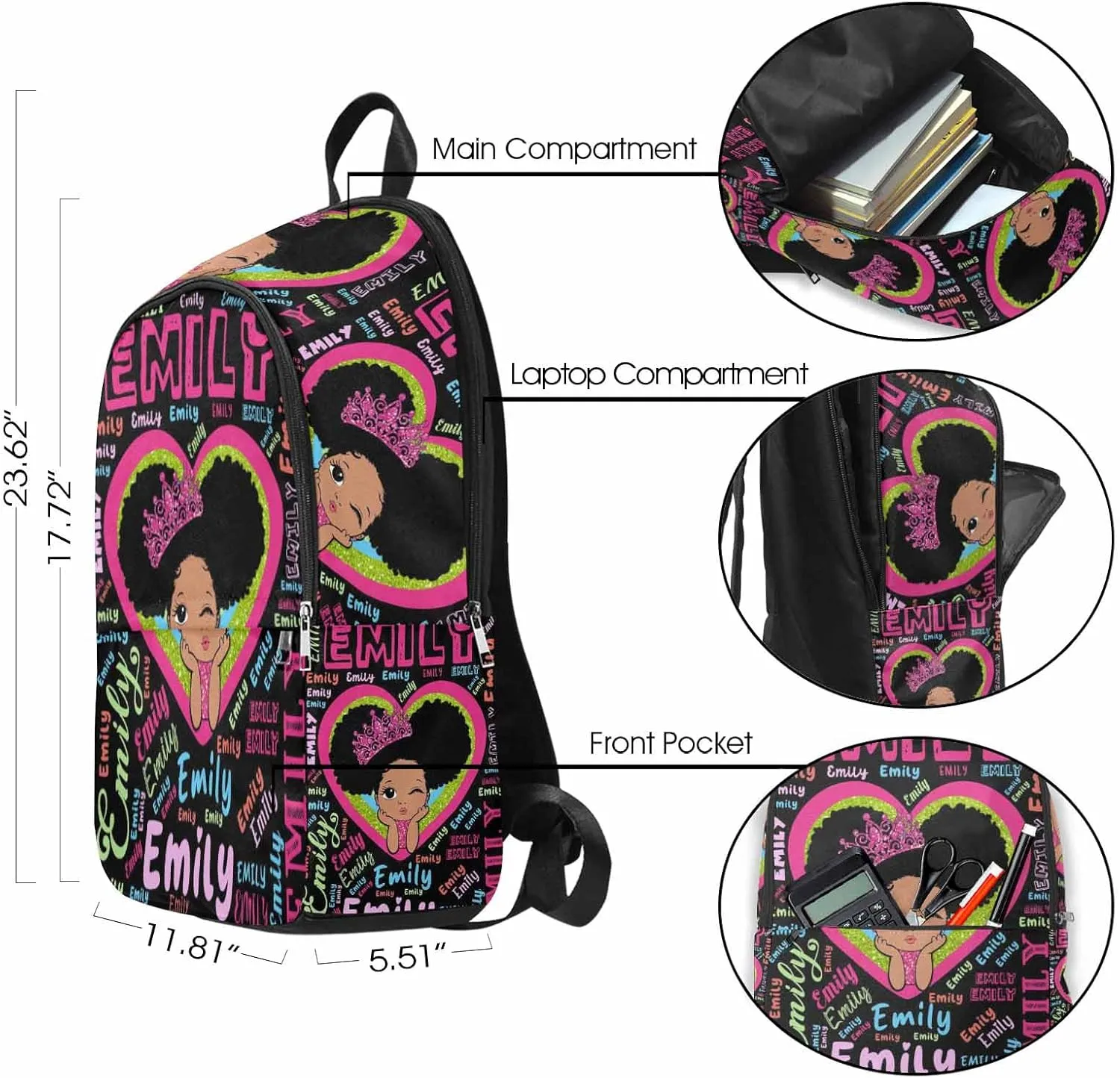 InterestPrint Custom Kids Backpack for Girls Sparkle Children Casual Daypack Backpacks with Lunch Bag Personalized with Kid's Name Preschool School Bag, Children Travel Bookbag for School Season