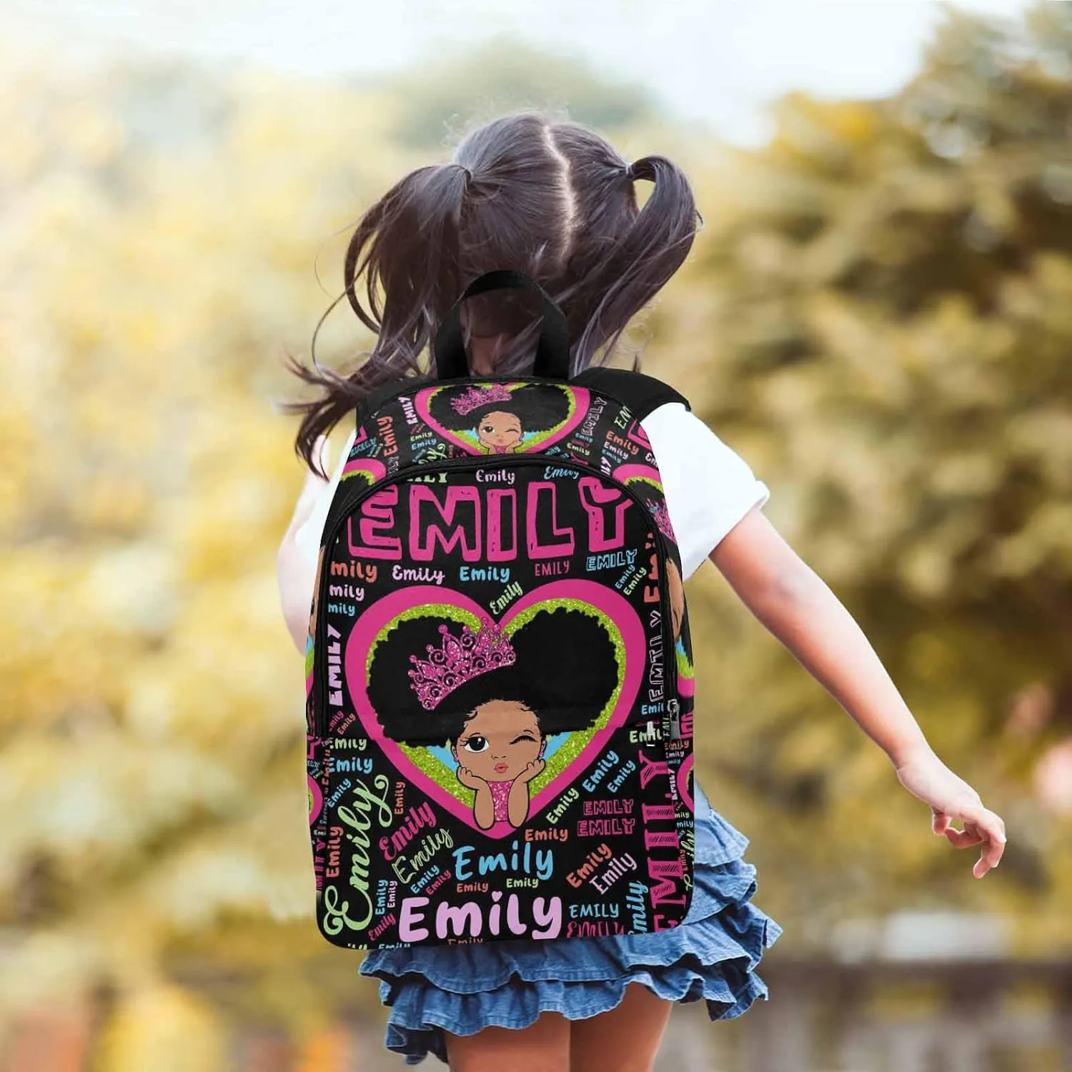 InterestPrint Custom Kids Backpack for Girls Sparkle Children Casual Daypack Backpacks with Lunch Bag Personalized with Kid's Name Preschool School Bag, Children Travel Bookbag for School Season
