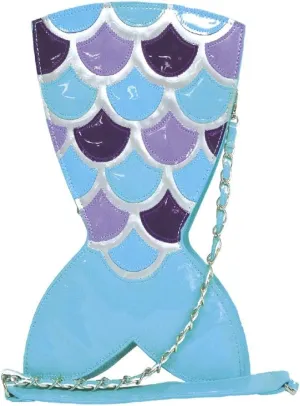 iscream Girls' Mermaid Tail Crossbody Purse in Faux Patent Leather with Zipper Closure