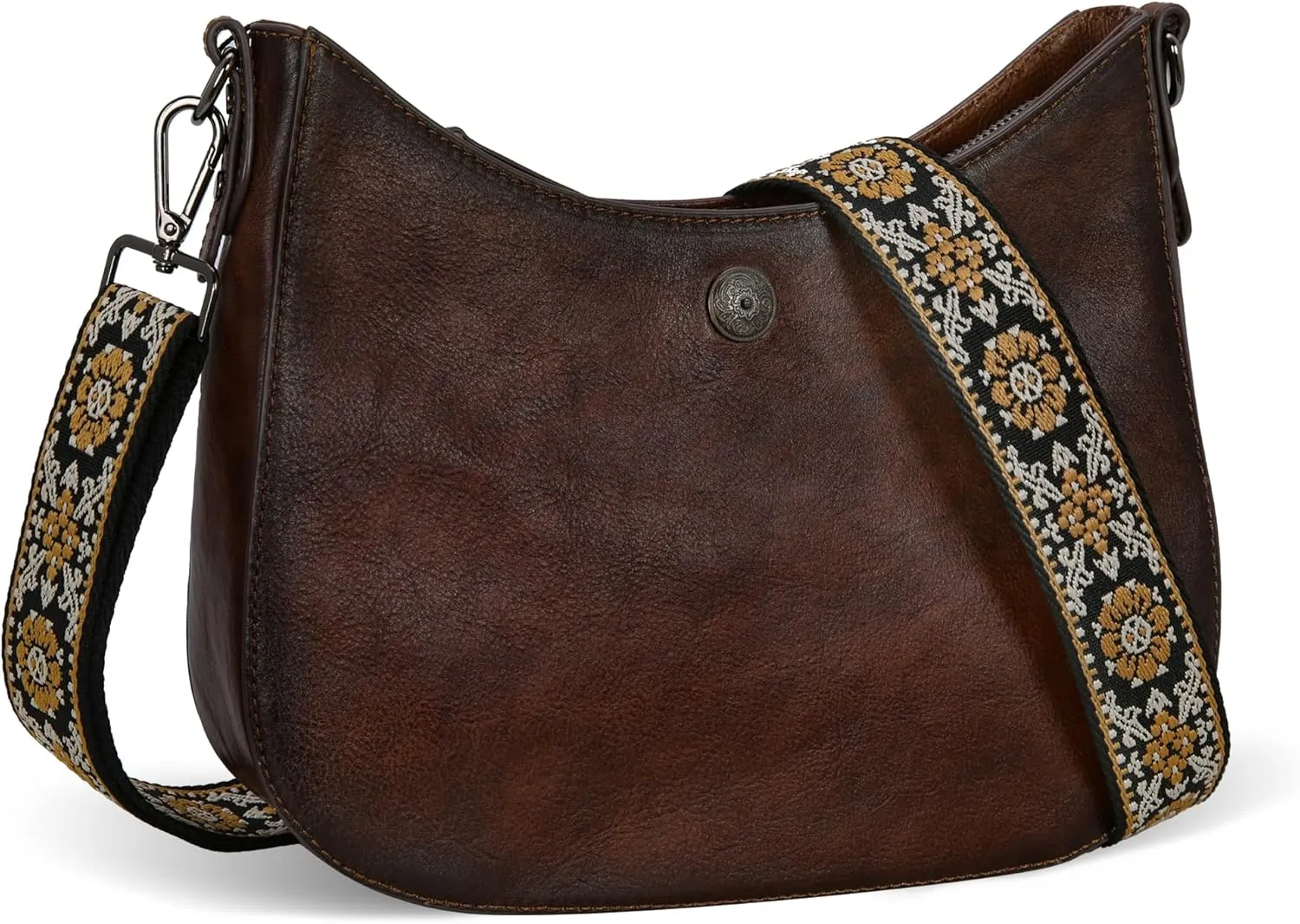 Iswee Genuine Leather Crossbody Bag Ladies Handbags for Everyday Purse Straps Wide Shoulder Strap