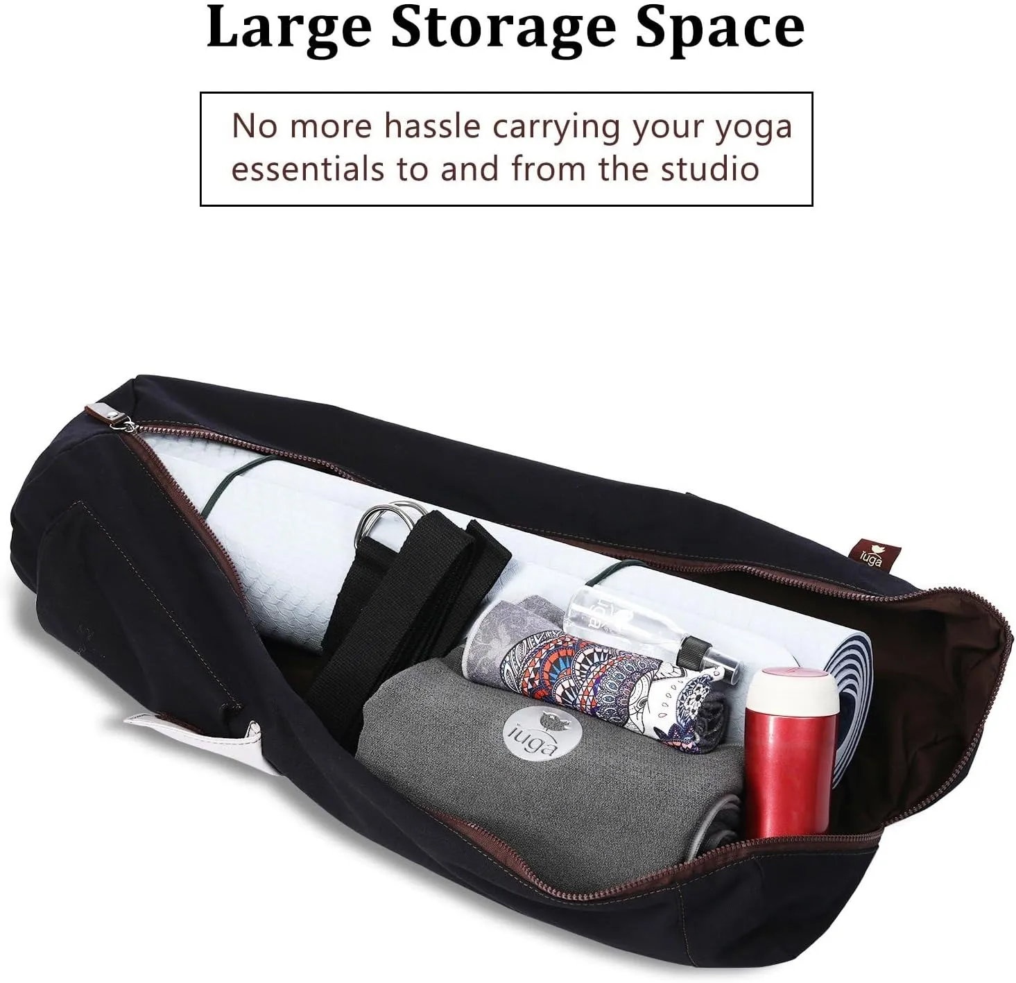 IUGA Yoga Mat Bag with Large Side Pocket & Inner Zipper Pocket Yoga Bag for Mat Yoga Bags and Carriers Fits All Your Stuff