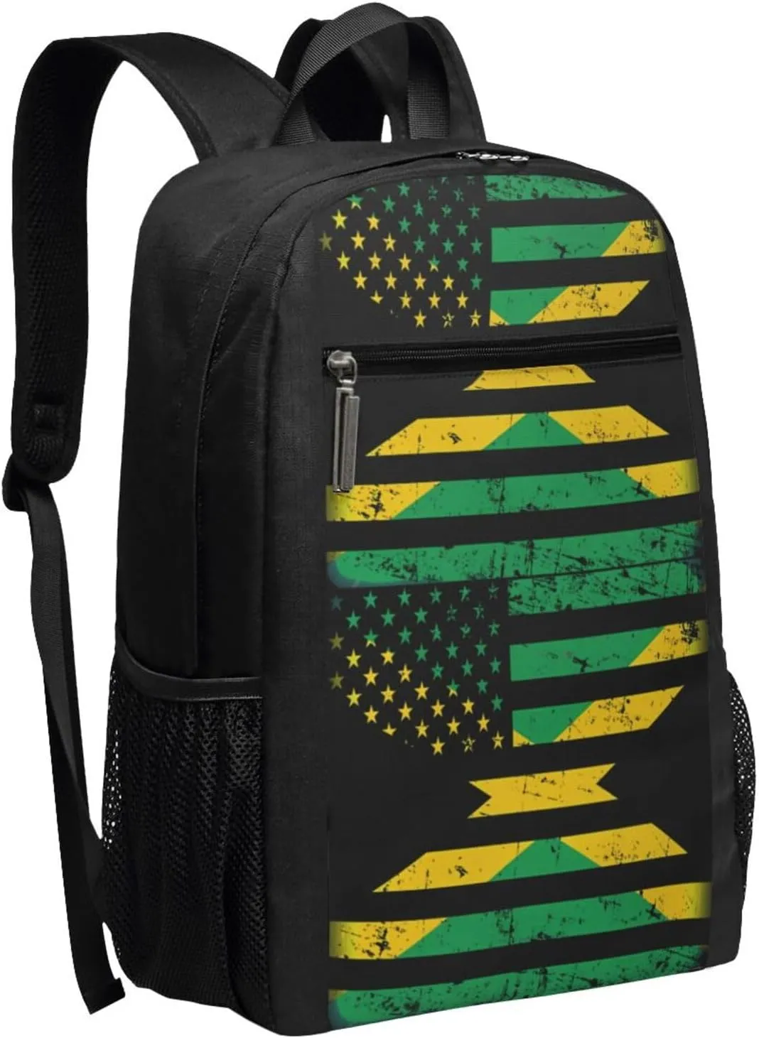 Jamaican American Flag Casual Backpacks Sports Backpack Large Capacity Travel Rucksack Laptop Daypack with Multi-Pockets Adjustable Strap Work Bag for Hiking