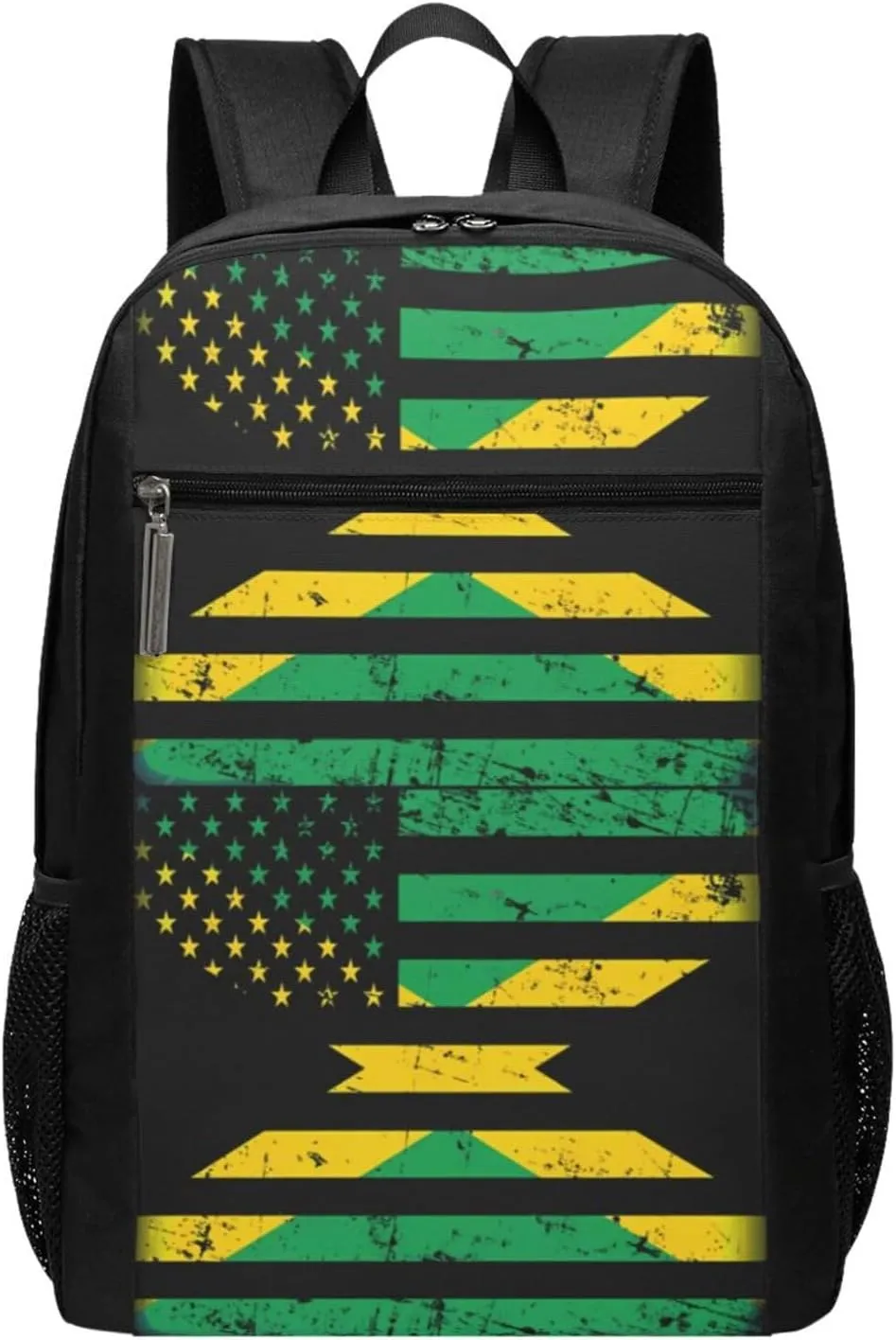 Jamaican American Flag Casual Backpacks Sports Backpack Large Capacity Travel Rucksack Laptop Daypack with Multi-Pockets Adjustable Strap Work Bag for Hiking