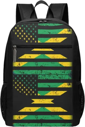 Jamaican American Flag Casual Backpacks Sports Backpack Large Capacity Travel Rucksack Laptop Daypack with Multi-Pockets Adjustable Strap Work Bag for Hiking