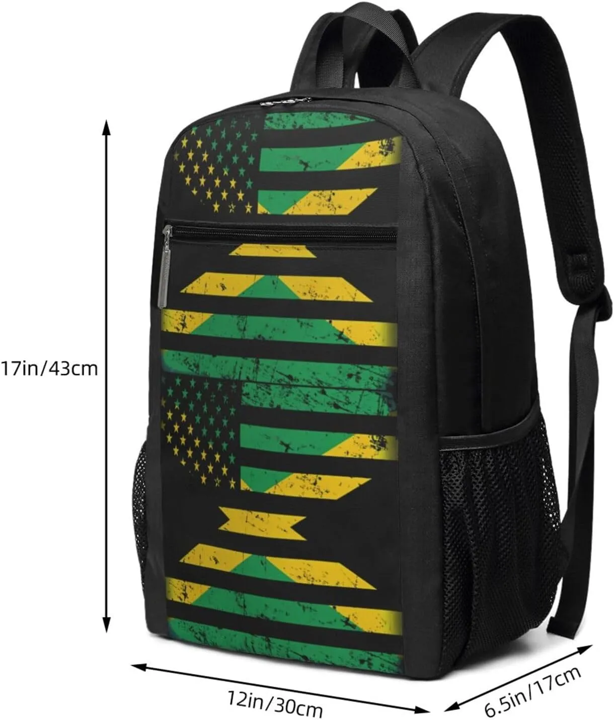 Jamaican American Flag Casual Backpacks Sports Backpack Large Capacity Travel Rucksack Laptop Daypack with Multi-Pockets Adjustable Strap Work Bag for Hiking