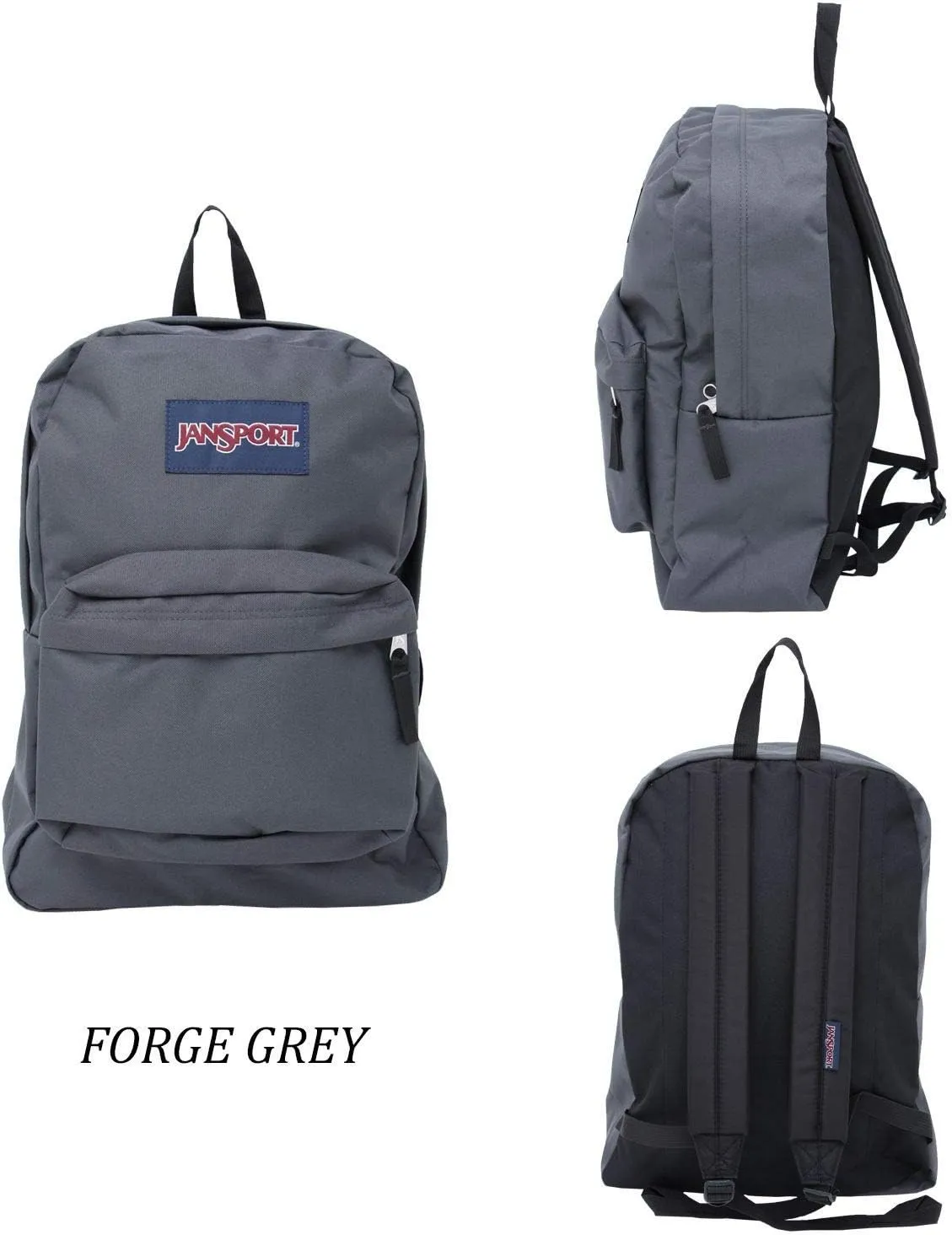 JanSport SuperBreak One Backpack - Durable, Lightweight Bag with 1 Main Compartment, Front Utility Pocket with Built-in Organizer, Premium Backpack, Forge Grey