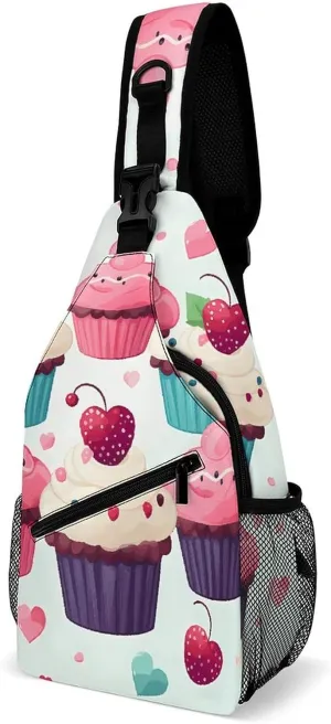 Japanese Sushi Shrimp Sling Bag Lightweight Crossbody Chest Pack Travel Shoulder Bag with Adjustable Strap