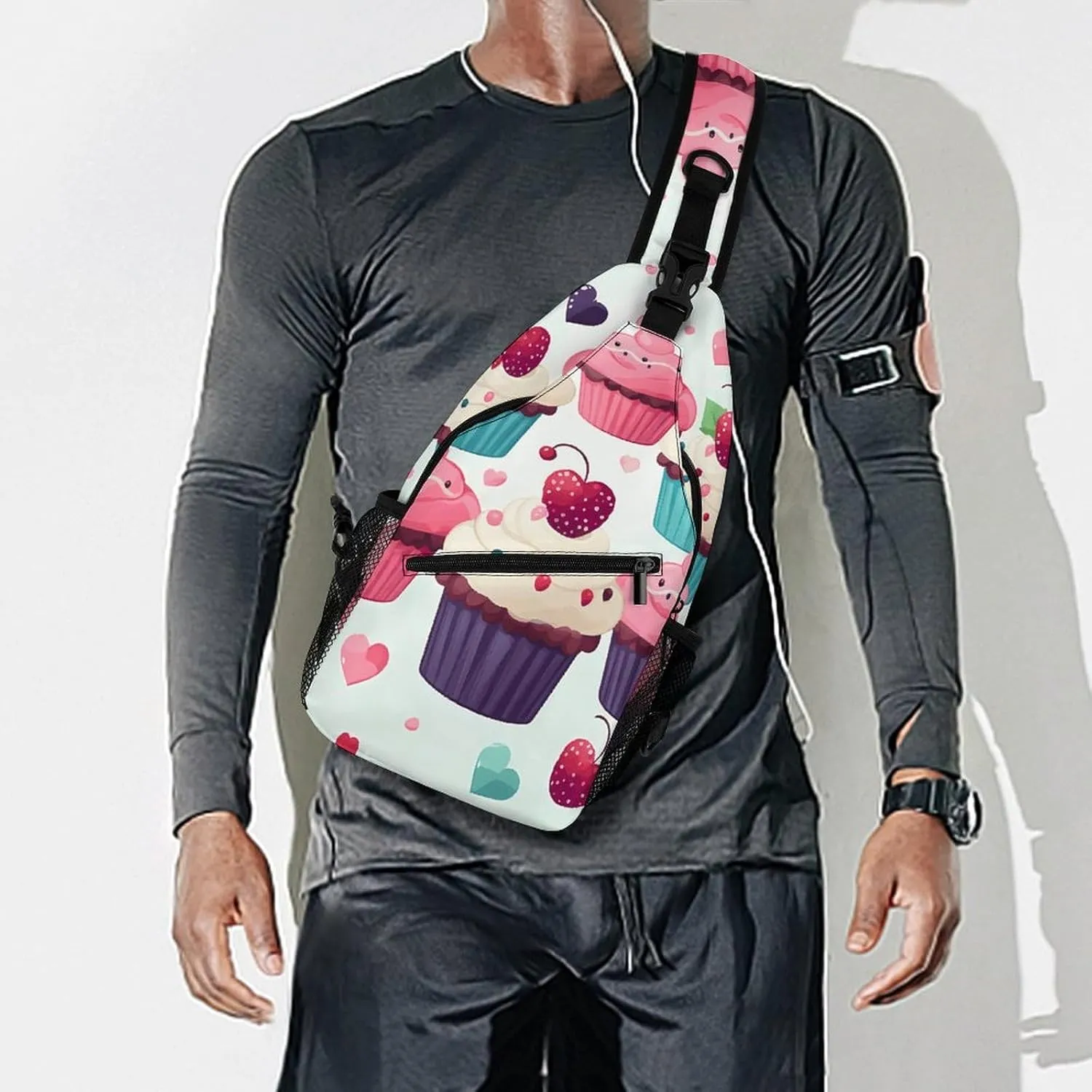 Japanese Sushi Shrimp Sling Bag Lightweight Crossbody Chest Pack Travel Shoulder Bag with Adjustable Strap