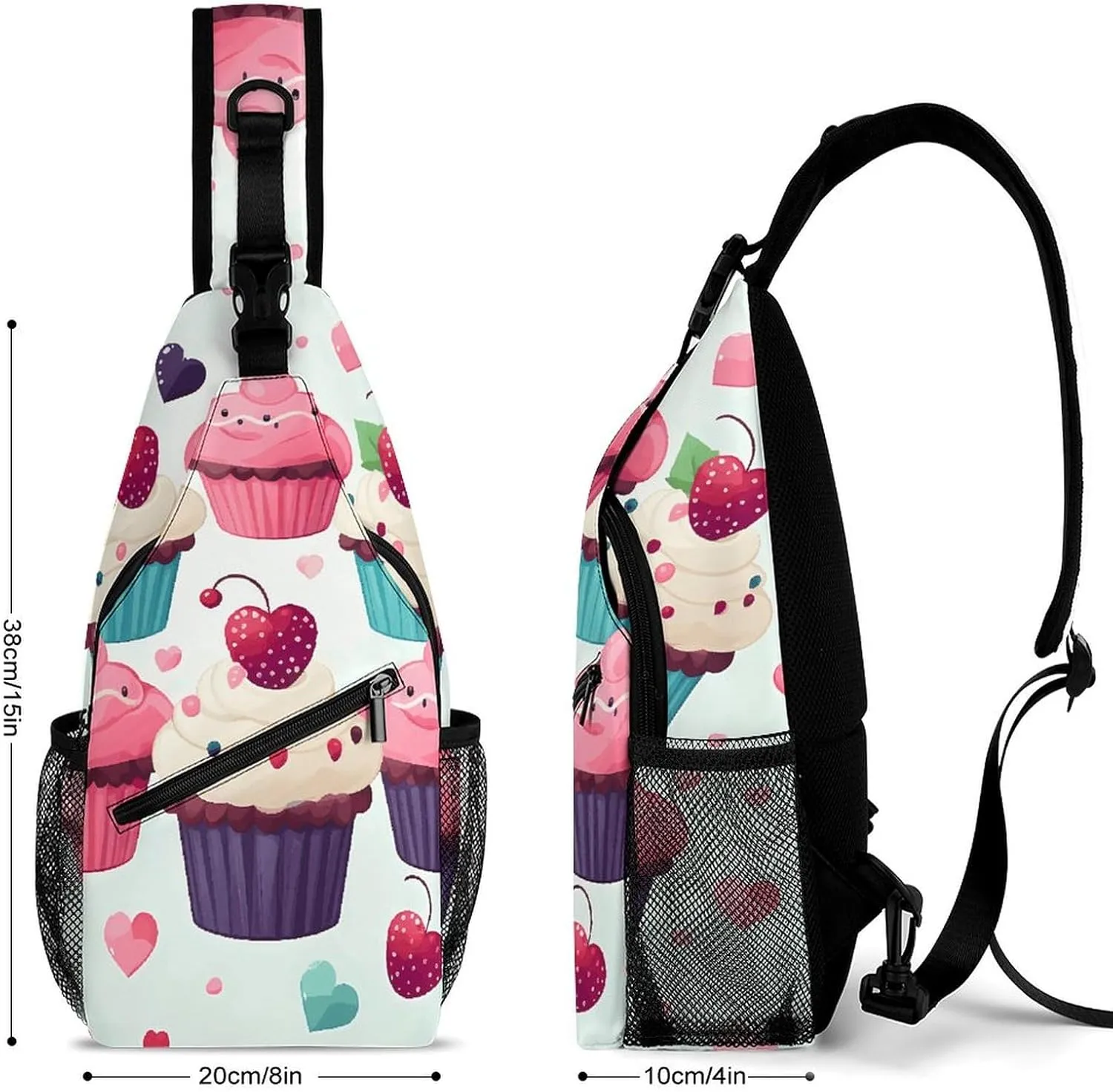 Japanese Sushi Shrimp Sling Bag Lightweight Crossbody Chest Pack Travel Shoulder Bag with Adjustable Strap