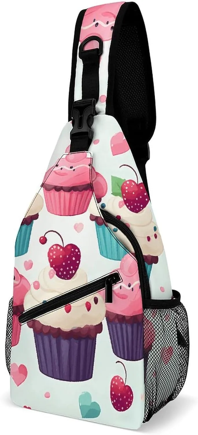 Japanese Sushi Shrimp Sling Bag Lightweight Crossbody Chest Pack Travel Shoulder Bag with Adjustable Strap
