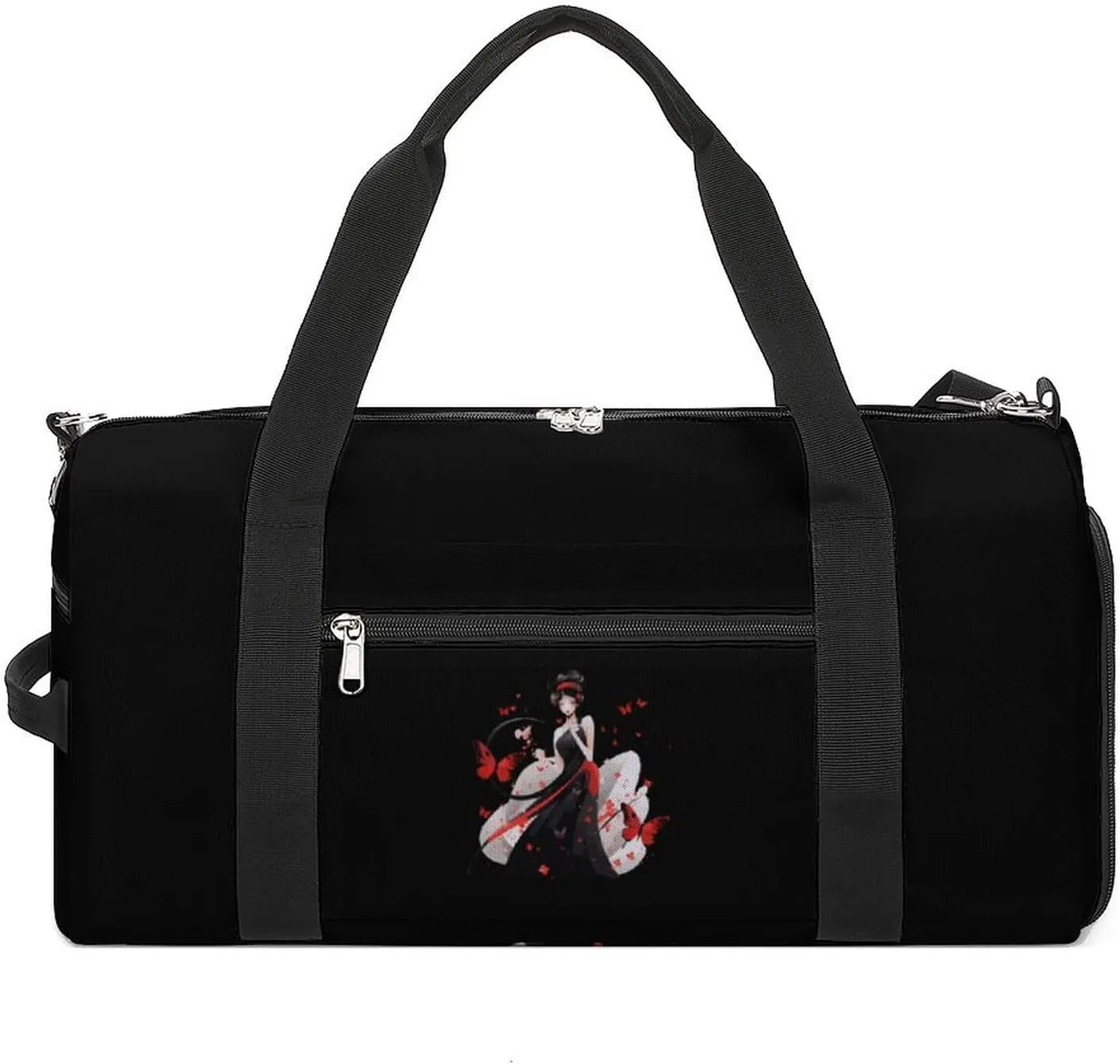 Japanese Woman In Dress Dark Mythical Gym Bag Travel Duffel Bag Sports Tote Bag Workout Bag Weekender Bag for Women Men