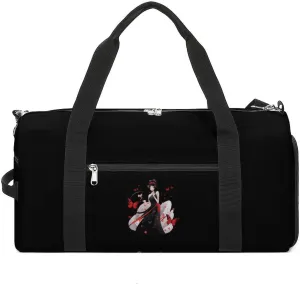 Japanese Woman In Dress Dark Mythical Gym Bag Travel Duffel Bag Sports Tote Bag Workout Bag Weekender Bag for Women Men