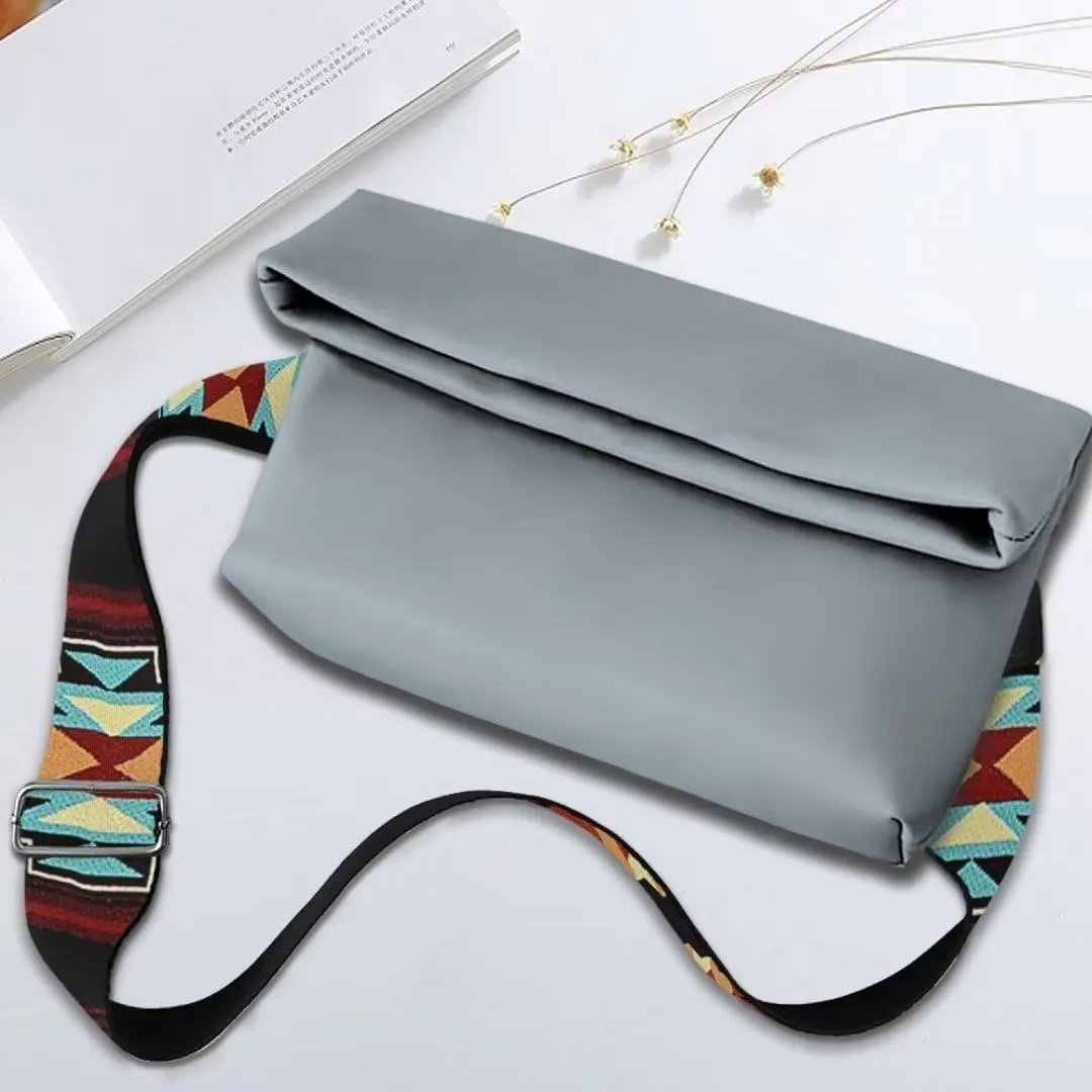 Jeiento Replacement Crossbody Bag Strap for Women Men Soft Adjustable Guitar Straps Carry Strap with Carabiner Silver