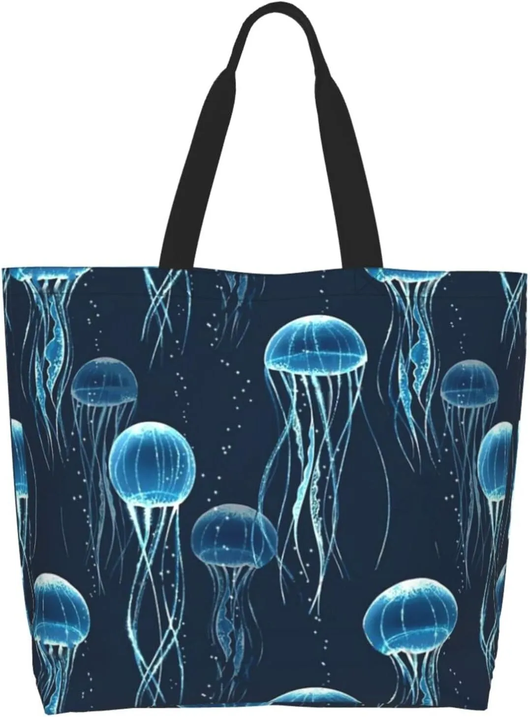Jellyfish Canvas Tote Bag Cute Shoulder Bag Handbag Animal Casual Grocery Bags Funny Bag for Outdoor